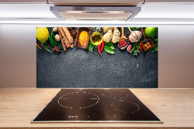 Pannello retrocucina con motivo di erbe aromatiche e spezie