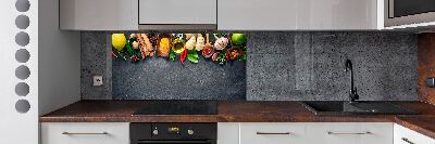 Pannello retrocucina con motivo di erbe aromatiche e spezie