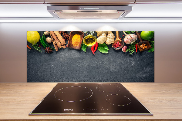 Pannello retrocucina con motivo di erbe aromatiche e spezie