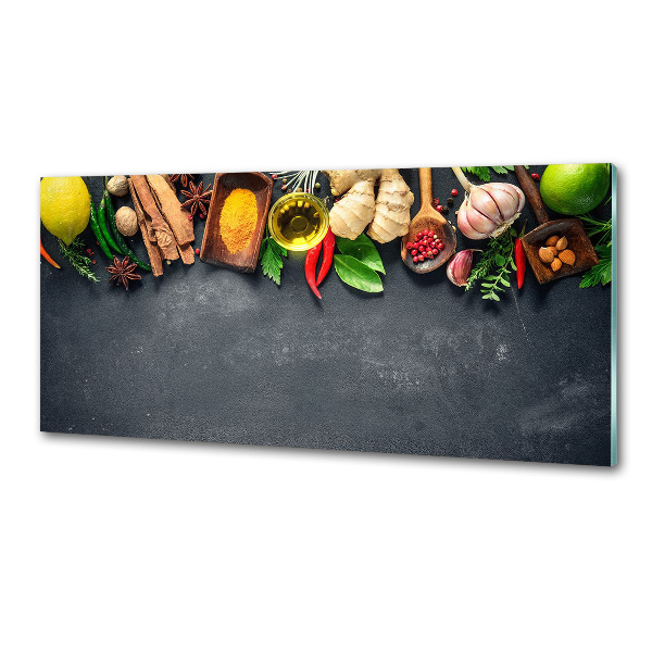 Pannello retrocucina con motivo di erbe aromatiche e spezie