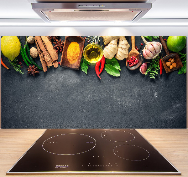 Pannello retrocucina con motivo di erbe aromatiche e spezie