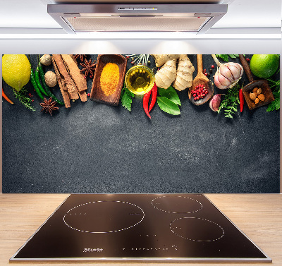 Pannello retrocucina con motivo di erbe aromatiche e spezie