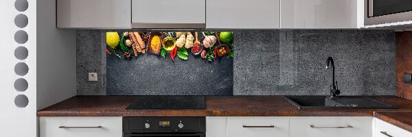 Pannello retrocucina con motivo di erbe aromatiche e spezie