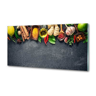 Pannello retrocucina con motivo di erbe aromatiche e spezie