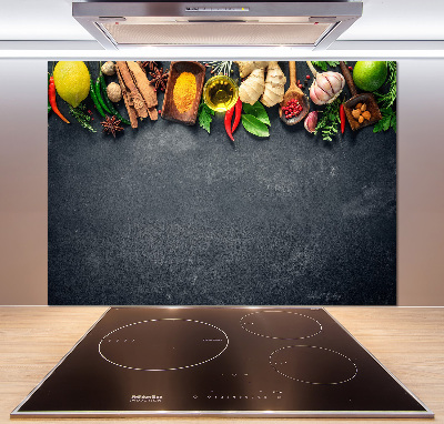 Pannello retrocucina con motivo di erbe aromatiche e spezie
