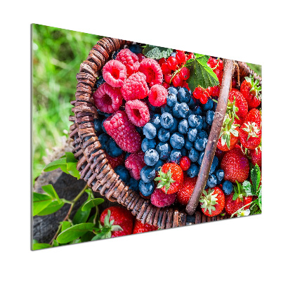Pannello paraschizzi cucina con stampa raffigurante un cesto di frutti di bosco