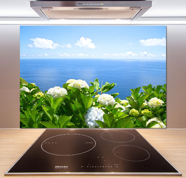 Pannello paraschizzi cucina con motivo floreale ispirato alla riva del mare