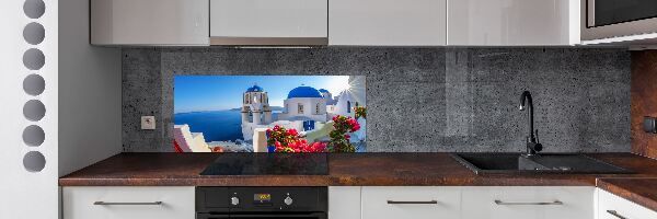Pannello retrocucina con stampa del paesaggio di Santorini, Grecia