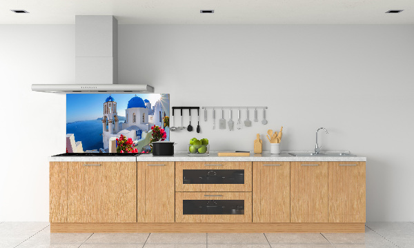 Pannello retrocucina con stampa del paesaggio di Santorini, Grecia