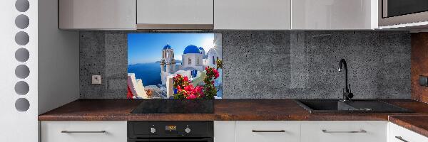 Pannello retrocucina con stampa del paesaggio di Santorini, Grecia