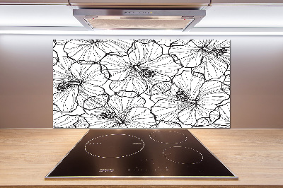 Rivestimento parete cucina con motivo di fiori hawaiani