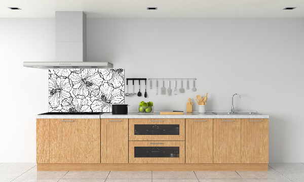 Rivestimento parete cucina con motivo di fiori hawaiani