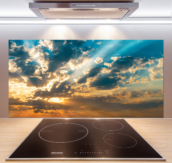 Rivestimento parete cucina con motivo 'Cielo al tramonto'