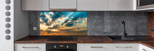Rivestimento parete cucina con motivo 'Cielo al tramonto'