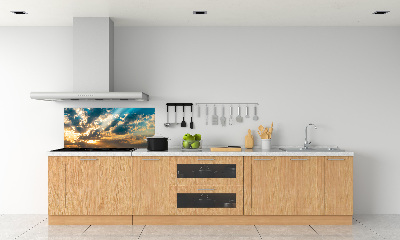 Rivestimento parete cucina con motivo 'Cielo al tramonto'