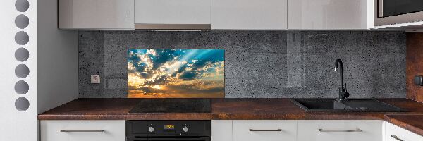 Rivestimento parete cucina con motivo 'Cielo al tramonto'