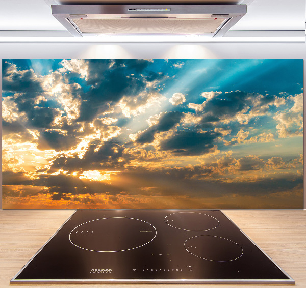 Rivestimento parete cucina con motivo 'Cielo al tramonto'