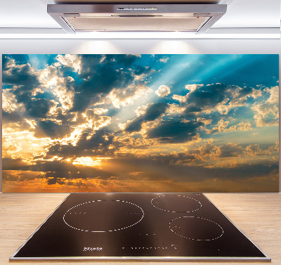 Rivestimento parete cucina con motivo 'Cielo al tramonto'