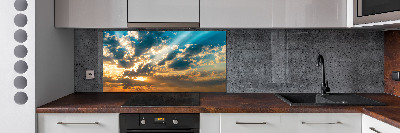 Rivestimento parete cucina con motivo 'Cielo al tramonto'