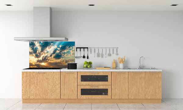 Rivestimento parete cucina con motivo 'Cielo al tramonto'