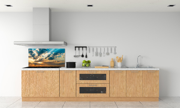Rivestimento parete cucina con motivo 'Cielo al tramonto'