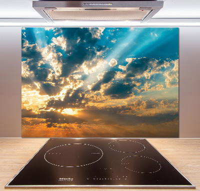 Rivestimento parete cucina con motivo 'Cielo al tramonto'