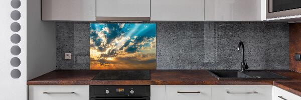 Rivestimento parete cucina con motivo 'Cielo al tramonto'