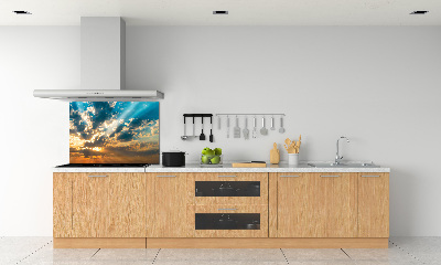 Rivestimento parete cucina con motivo 'Cielo al tramonto'