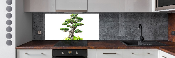 Rivestimento parete cucina con motivo albero bonsai