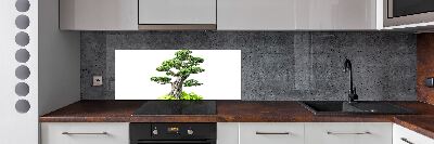 Rivestimento parete cucina con motivo albero bonsai