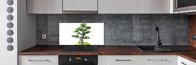 Rivestimento parete cucina con motivo albero bonsai