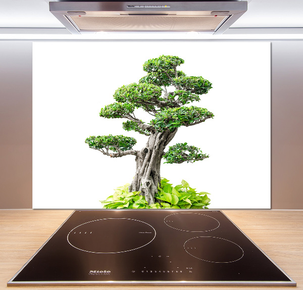 Rivestimento parete cucina con motivo albero bonsai