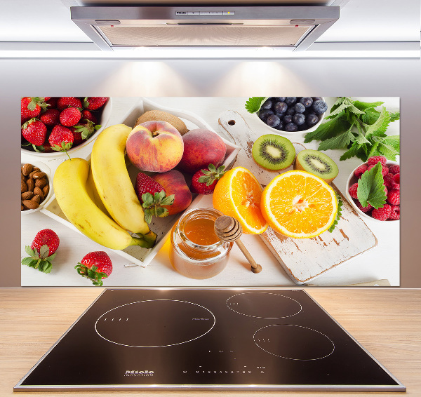 Rivestimento parete cucina con motivo frutta e miele