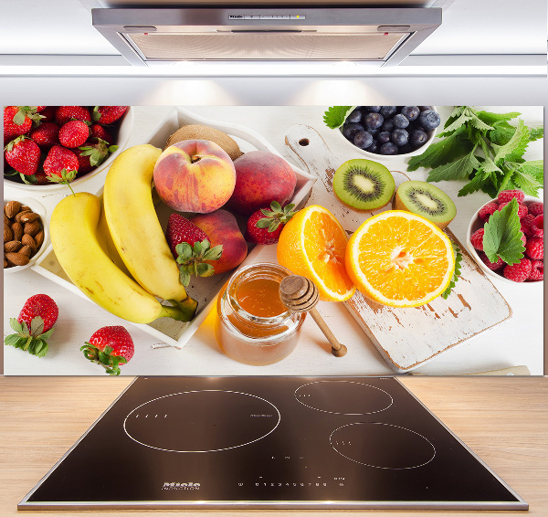 Rivestimento parete cucina con motivo frutta e miele