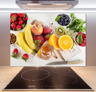 Rivestimento parete cucina con motivo frutta e miele