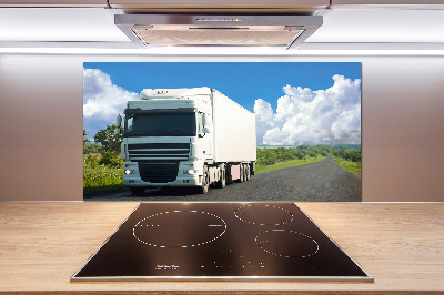 Pannello paraschizzi cucina con stampa di un camion bianco