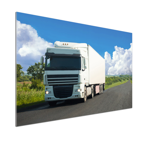 Pannello paraschizzi cucina con stampa di un camion bianco