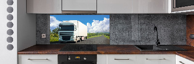 Pannello paraschizzi cucina con stampa di un camion bianco