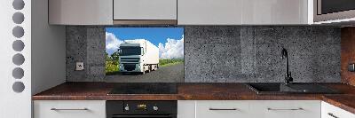 Pannello paraschizzi cucina con stampa di un camion bianco