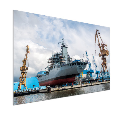 Rivestimento parete cucina con motivo ispirato a un cantiere navale