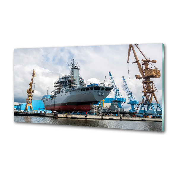 Rivestimento parete cucina con motivo ispirato a un cantiere navale