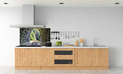 Pannello retrocucina con stampa della galleria ferroviaria