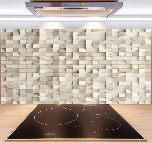 Pannello paraschizzi cucina con motivo a cubi di legno