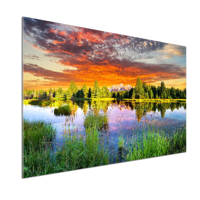 Pannello paraschizzi cucina con stampa raffigurante un fiume nella foresta