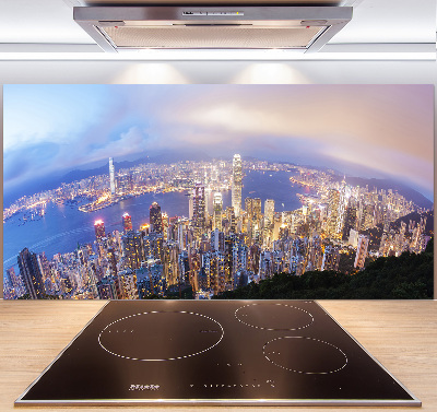 Pannello paraschizzi cucina con panorama di Hong Kong