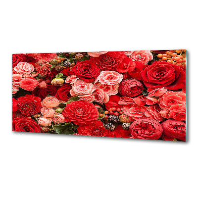 Pannello paraschizzi cucina con motivo di fiori rossi