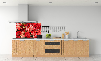 Pannello paraschizzi cucina con motivo di fiori rossi