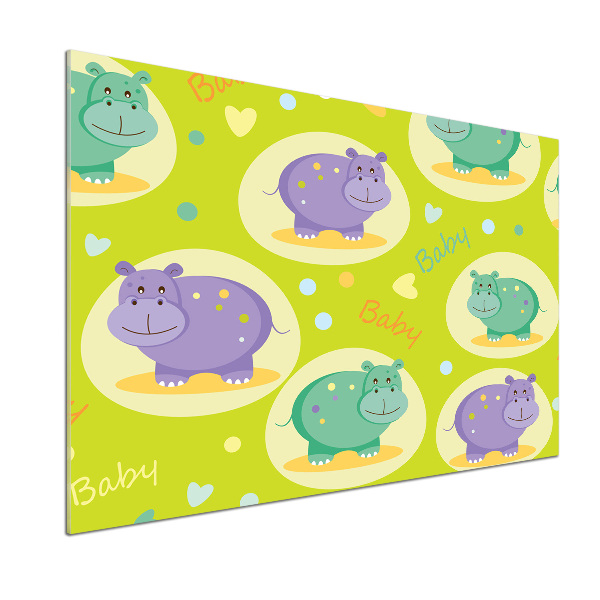 Pannello retrocucina con stampa di ippopotami