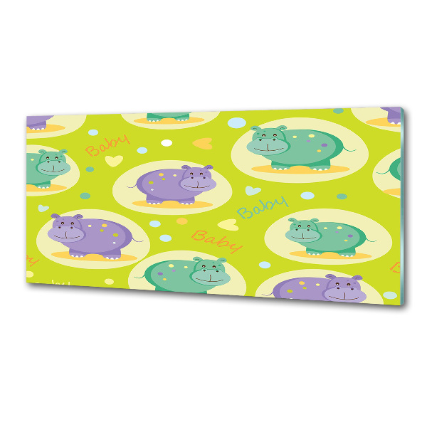 Pannello retrocucina con stampa di ippopotami