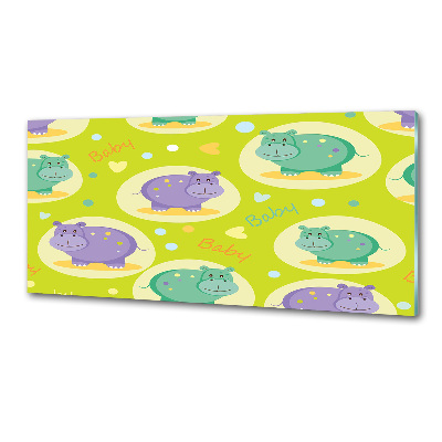 Pannello retrocucina con stampa di ippopotami